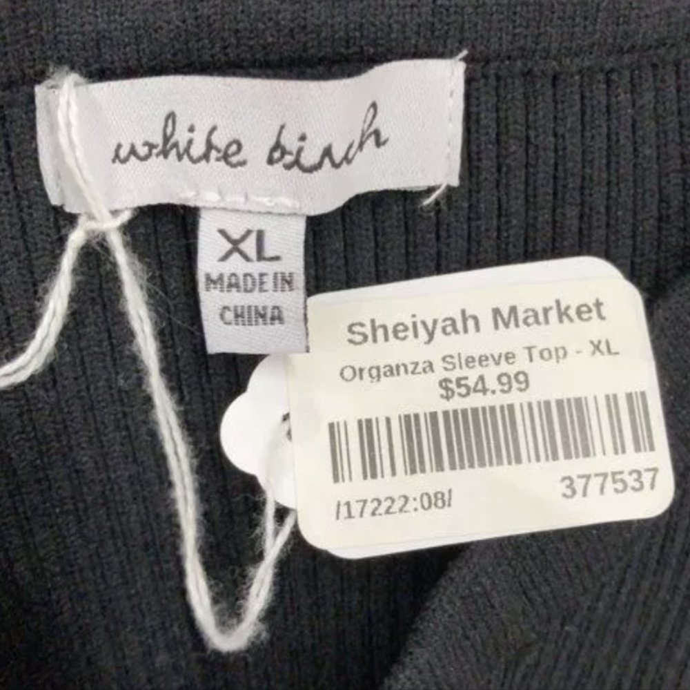 White Birch Lace adorned Mesh Sleeve Knit Top Black Shirt Size XL NWT MSRP $54.9 - Picture 7 of 8